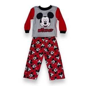 Mickey Mouse Disney Pajamas Boys 4T Red Black Set PJs Cozy Fall Warm Winter xmas